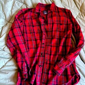 Small J.Crew flannel, red and black
